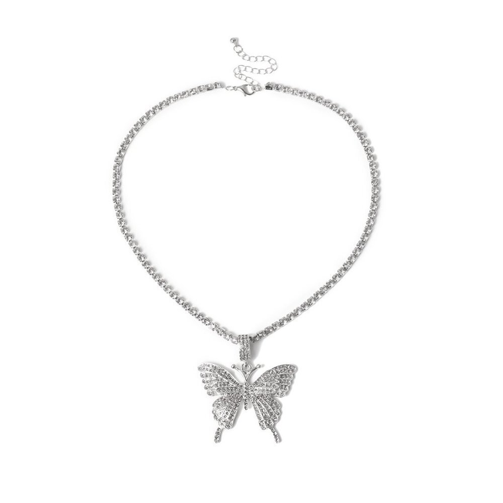 Rhinestone Butterfly Necklace - Picture 4 of 5